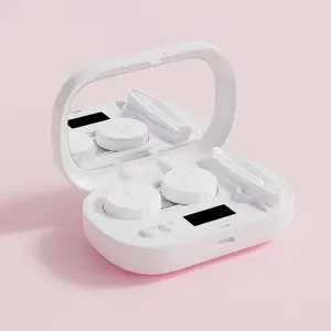 Ultrasonic Cleaner, USB Rechargeable Contact Lens Cleaner, Portable Contact Lens Cleaning Tool with Mirror, Suitable for Home and Travel