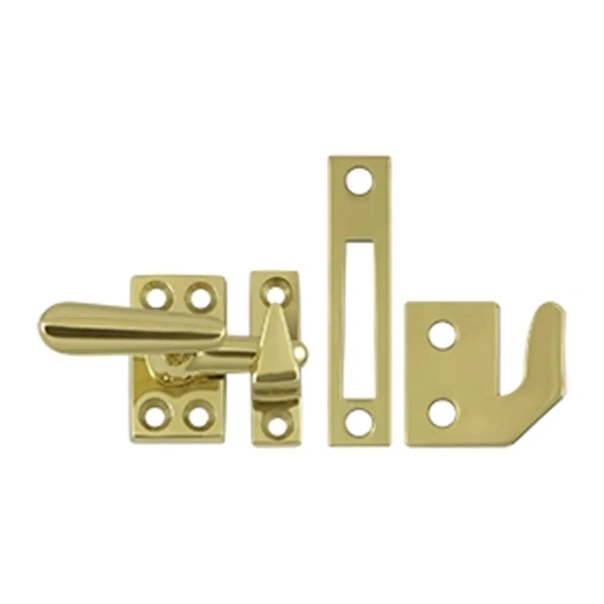 Deltana Traditional Solid Brass Casement Window Fastener - 1-1/4" Projection Bright Brass Lock Latch & Bolt, Long Lasting for Kitchen, Weatherproof, Adds Security and Beauty to Windows (Sailing Water Sports Use), Bath