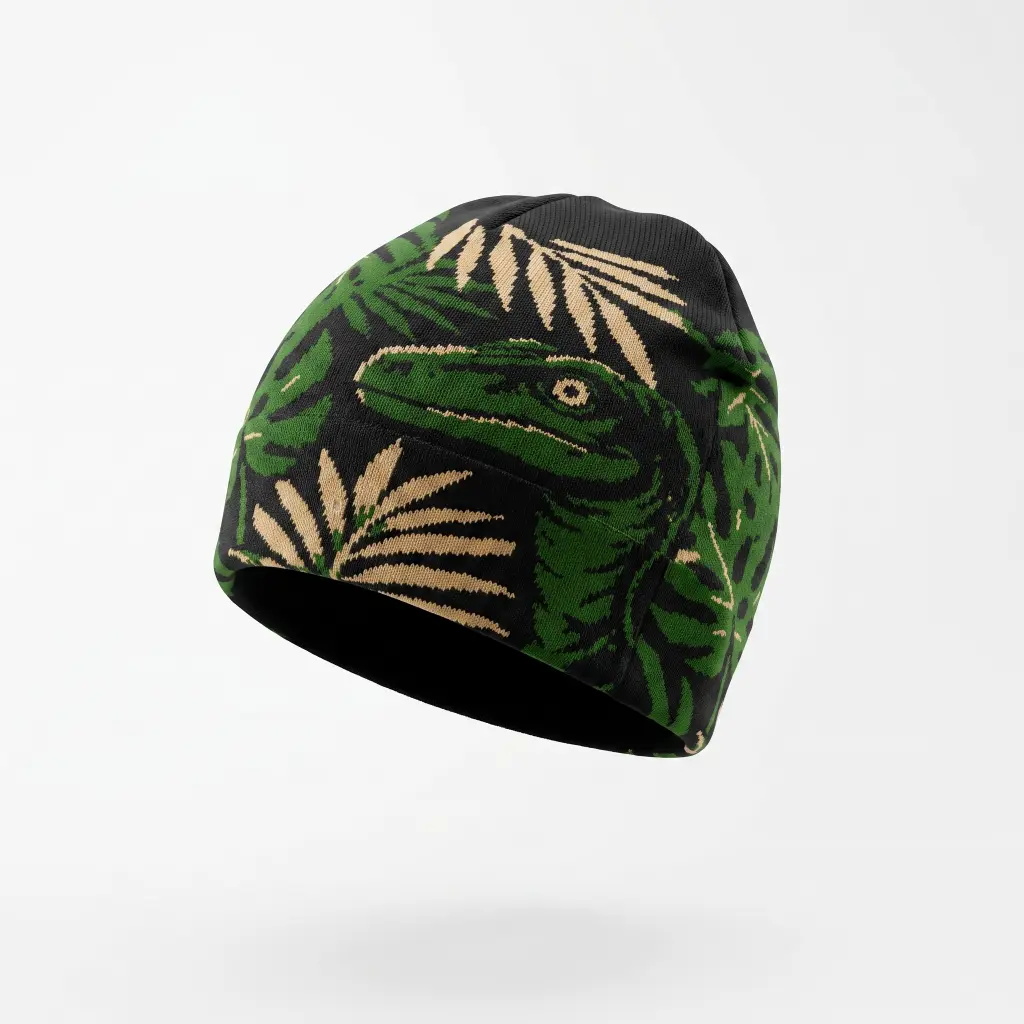 Clever Girl Velociraptor Fitted Acrylic Beanie - Unisex Fashion Accessory for Daily Wear, Everyday Casual Use