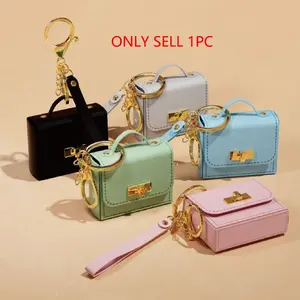 Mini Keychain Bag with Faux Leather Handle, Coin Purse, Phone Holder Gift, Small and Elegant, Easy to Carry, Suitable for All and Bags