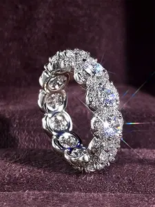 Classic Artificial Zircon Ring for Women, Wedding Engagement Anniversary Party Accessory Gift, Elegant Copper Chain Design, All Seasons Wear