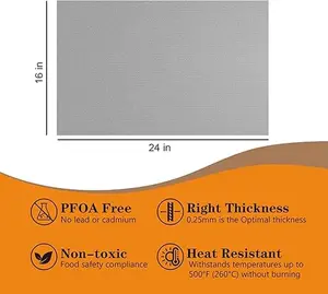 2 Pack Thickened Silver Oven Liners for Bottom of Oven BPA & PFOA Free, Reusable 16x24 Inch Heavy Duty Non Stick Teflon Oven Mats, Fit Electric Gas Toaster Convection Microwave Ovens Grills