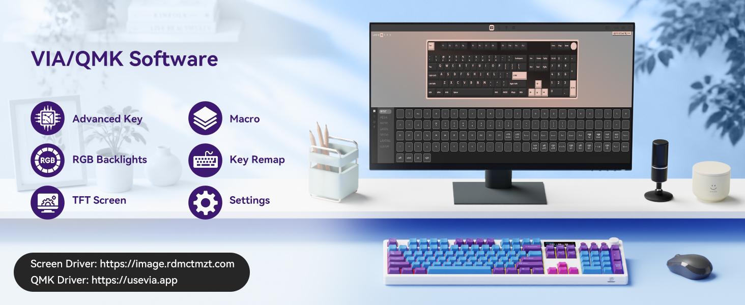 BOYI K104Pro Mechanical Keyboard with 2.2" Screen&Media Knob,QMK/VIA Custom BT5.0/2.4GHz/Type-C Gasket Mounted Hot Swap RGB Full Size Creamy Wireless Keyboard NKRO Gaming Keyboard BOYI K104Pro Mechanical Keyboard with 2.2" Screen&Media Knob,QMK/VIA Custom BT5.0/2.4GHz/Type-C Gasket Mounted Hot Swap RGB Full Size Creamy Wireless Keyboard NKRO Gaming Keyboard