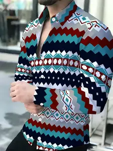 Men's Breathable Lapel Long Sleeve Anime Swordsman Graphic Print Cardigan