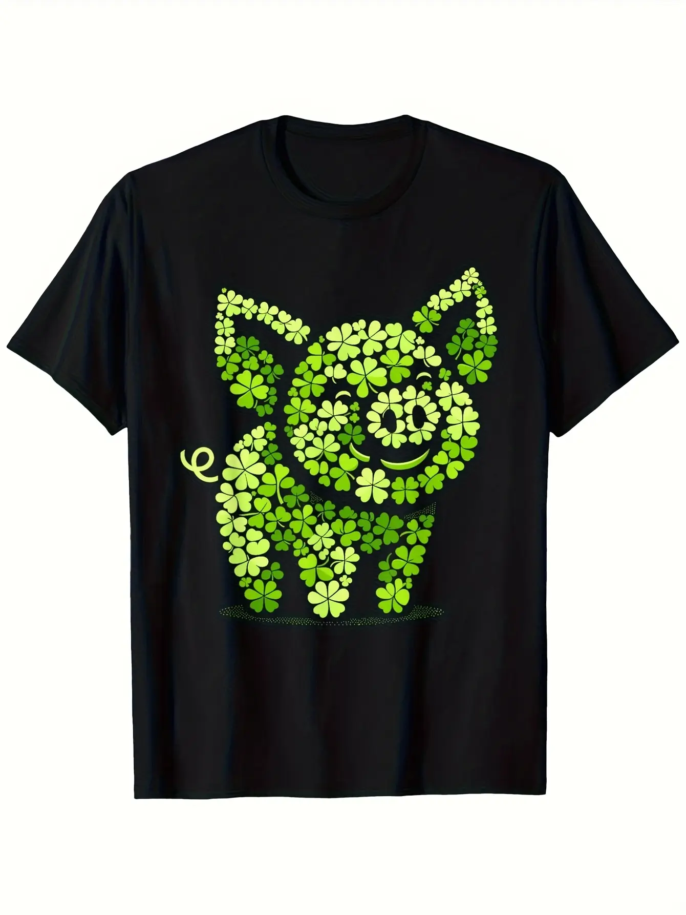Pig Shamrocks Men Women Mens Womens St Patricks Da unisex soft cotton short sleeve t shirt, vintage graphic casual tee for men women teens, perfect birthday holiday gift for camping travel gym daily street  wear