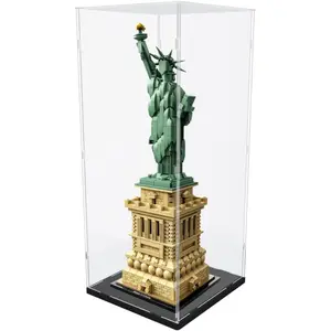 Large Size Collectible Display Storage Box, Plastic Dustproof Showcase, Base and Base Options, 9.84x9.84x19.69 Inches, for Collectible Items