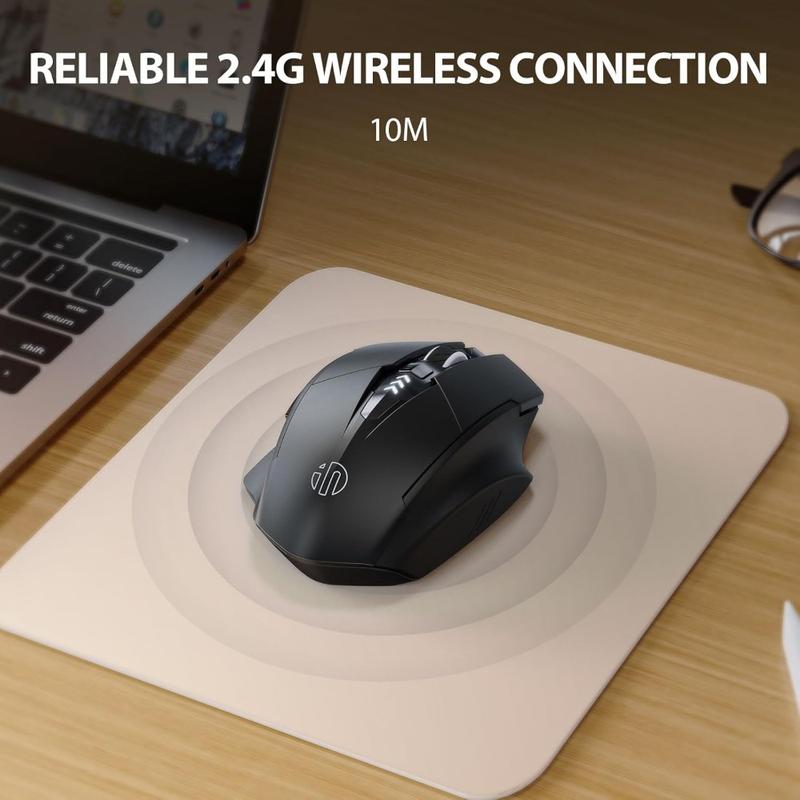 Wireless Rechargeable Mouse, Upgraded Visible Battery, 2400 DPI, Silent Ergonomic Design For Laptop, Mac, PC etc.