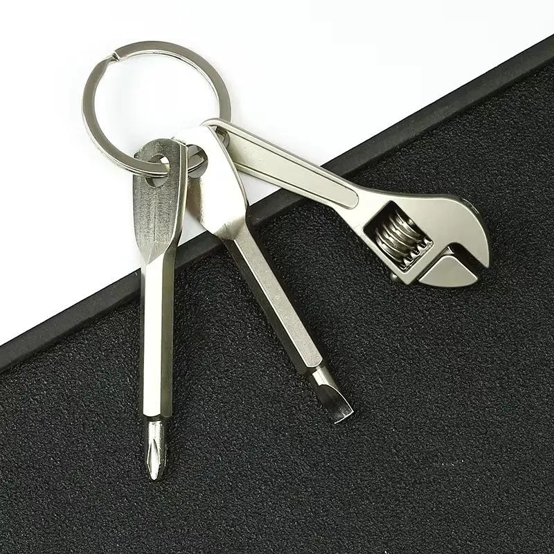 3-in-1 Pocket Mini Multifunctional Hand Tool Keychain - Screwdriver, Wrench, Spanner Pendant for Birthday, Father’s Day Gift, Casual Fashion Adventure Use, Outdoor Camping, Bicycle Repair