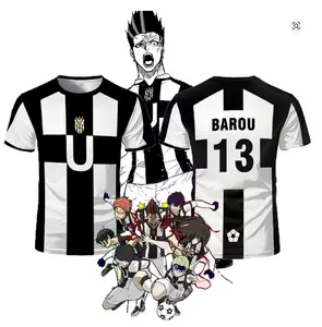 2026 Five Person Football Motif VL Replika Tee Anime Ubers Blue Lock Full Print Tees BAROU Short Sleeve Cosplay Uber Men T-shirt