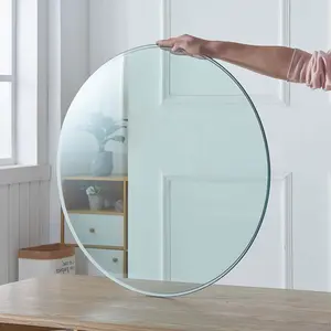 Round tempered glass table tops, 18.11 - 36.02 inches in diameter. Transparent, 0.24/0.28 inches thick, with smoothly polished, durable and impact - resistant edges, ideal for home decor.