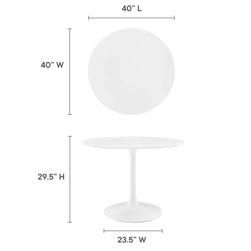 Modway Lippa 40" Round Wood Top Dining Table in White