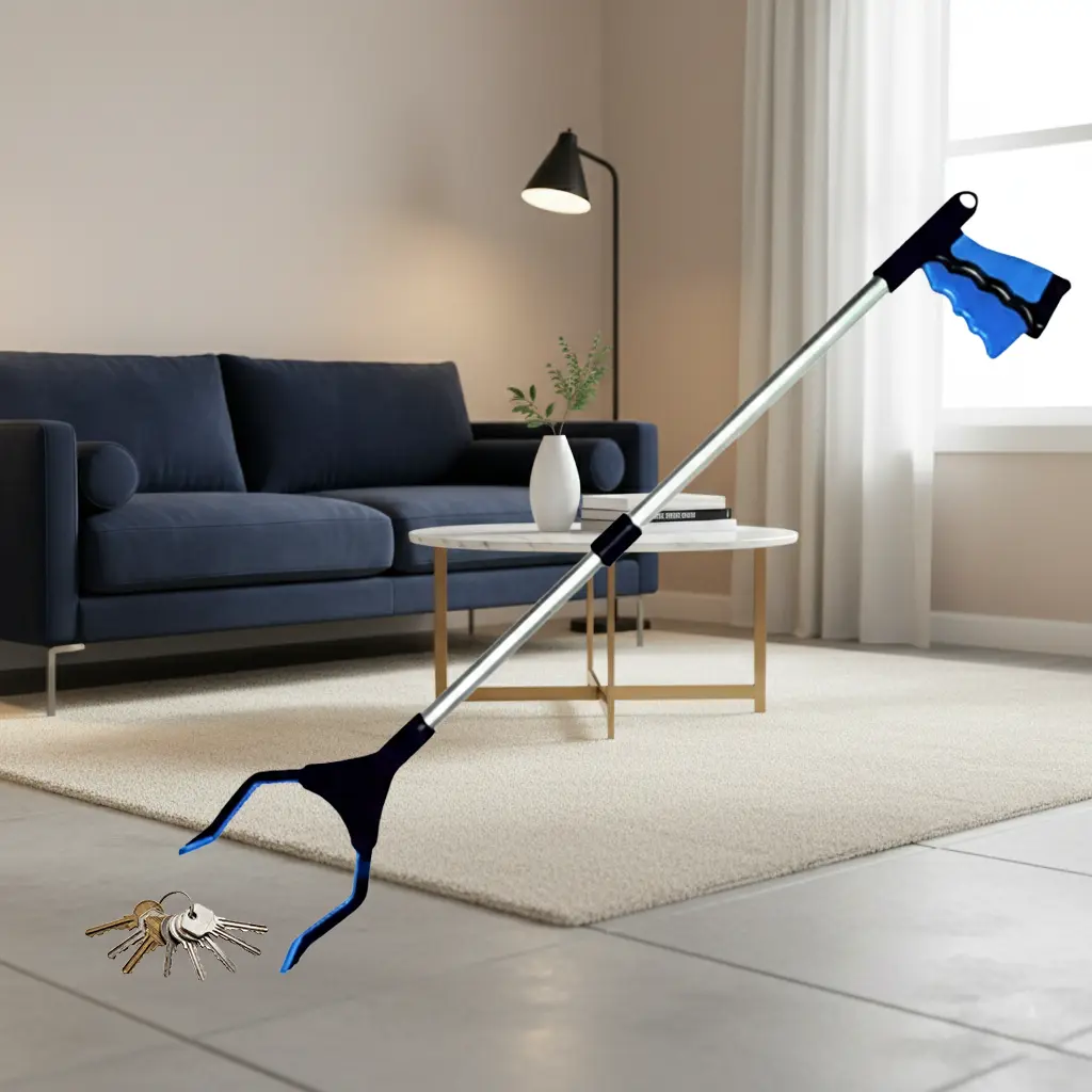 VIVA CARE Foldable Grabber Reacher for Seniors – Lightweight, Rotatable Clamp, Non-Slip Grip, 32" Long, An Arm Extension Pickup Tool, Blue