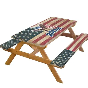 Picnic Table Cover with Bench Cover,250th Anniversary Eagle Patriotic Decor,Waterproof Slip Resistant Dustproof Outdoor Polyester Tablecloth,Rectangle for 4th of July,Outdoor Camping Patries,72x30 Inch