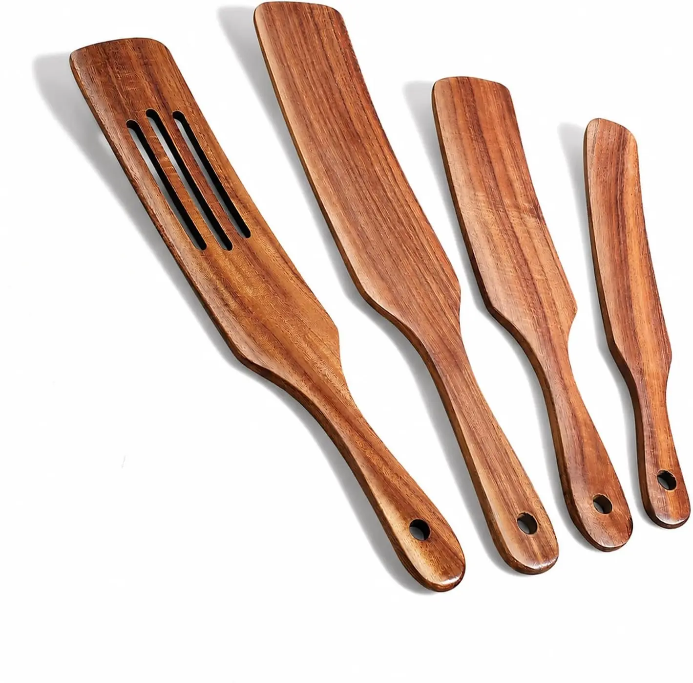 4PCS Spurtle Set,Wooden Kitchen Utensils Set, Wooden Spoons Utensils for Cooking, Stirring, Mixing, Serving, Kitchen Tools as Seen for Cookware