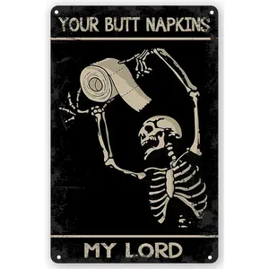 Fun Metal Retro Skeleton Decoration Logo Wall Art Is Very Suitable for Home Bathroom Decoration 8x12 Inches