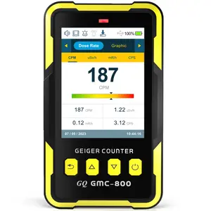 GQ GMC-800 Nuclear Radiation Detector Geiger Counter USA Design Product US National Standard Large Color LCD Display 5 Alarm Types Dosimeter Data Save & Global Share Beta Gamma X-ray Portable Device
