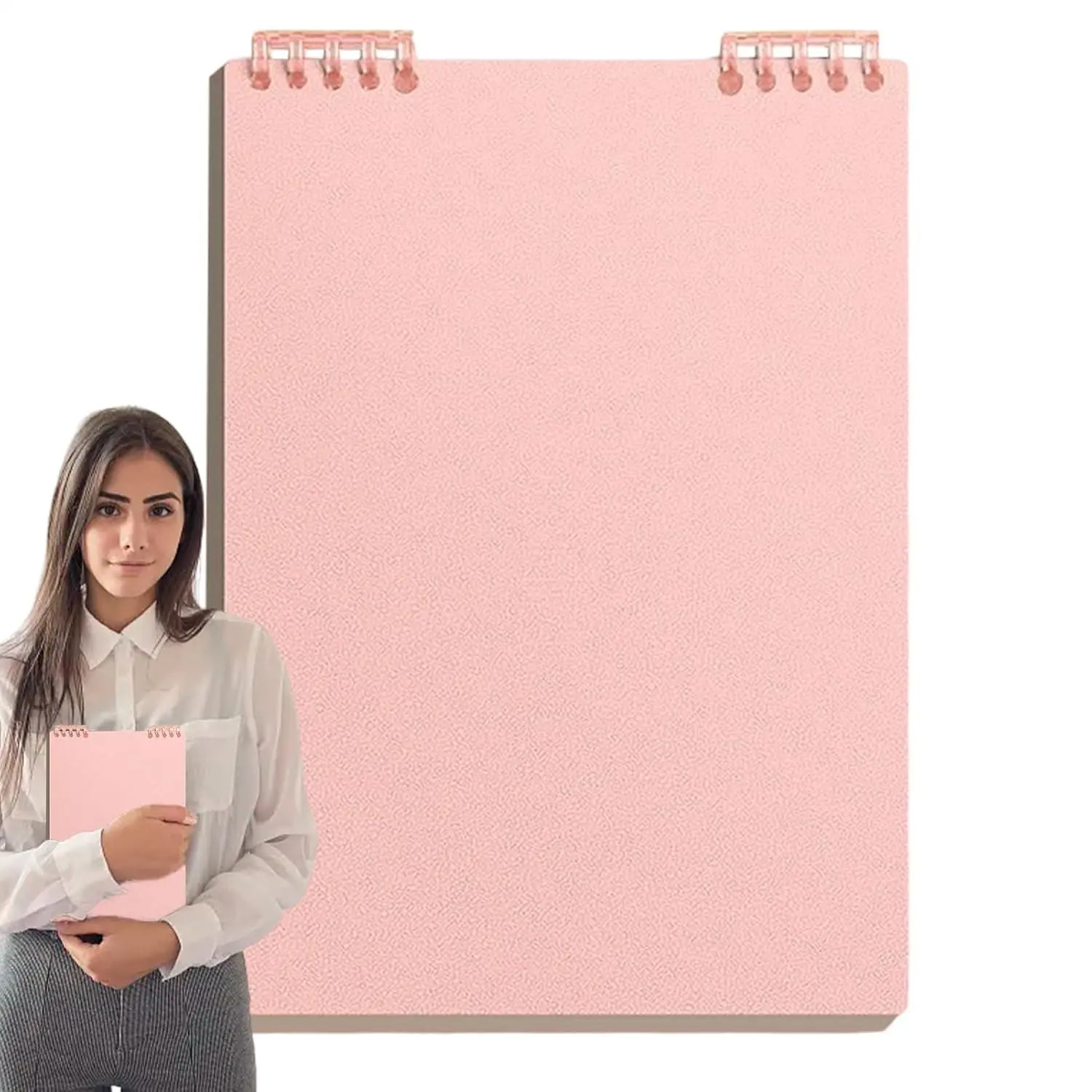 2-piece notebook with grid paper - a portable and compact office journal suitable for daily recording, school and office use, organizing thoughts, taking notes, planning, and drawing (pink, blue)(Requires self-assembly)