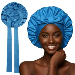 Mulberry Silk Bonnet - Double-Layered 22 Momme Silk Hair Wrap - Adjustable Non-Slip Tie - Helps Maintain Hair Smoothness & Manageability - Fits  Hair Types -  Boxed (Royal Blue)