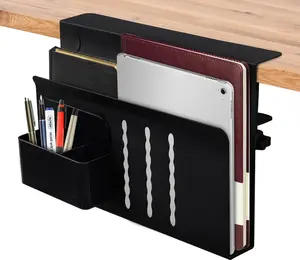 Under Desk Storage, Hanging Side Desk Organizer, Clamp On Vertical Laptop Holder Stand Adjustable File Cable Management Tray, Magnetic Pen Holder/No Drill/Carbon Steel/Max 22lbs For Home Office