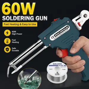 New Electric Auto Soldering Iron Gun Kit - Hand-Held Temperature-Adjustable Soldering Tool with Fast-Heating Ceramic Core, Includes Tweezers, Desoldering Pump, Wire, Stand - for Electronics Repair, DIY Welding