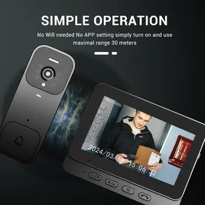 X7 Video Doorbell with Monitor –No WiFi  Wireless Doorbell Camera, Two-Way Talk, Night Vision, No App, No Monthly Fees