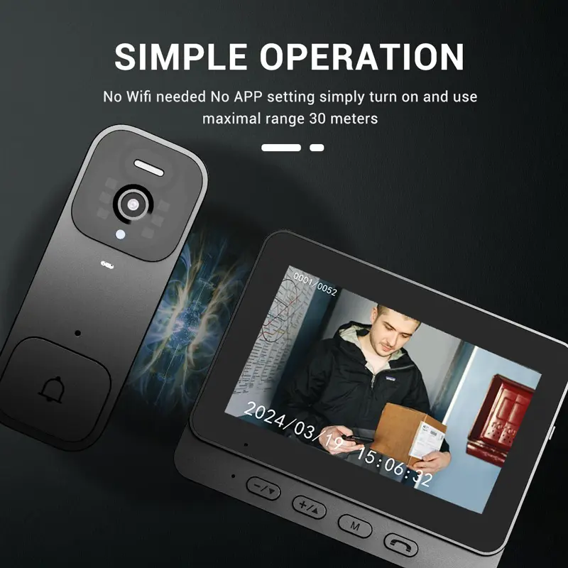 X7 Wireless Video Doorbell Camera with Monitor - Home Security System, 2-Way Intercom, Privacy Protection, No WiFi, No App, No Monthly Fees, Night Vision, Motion Sensor, Security Cameras & Systems