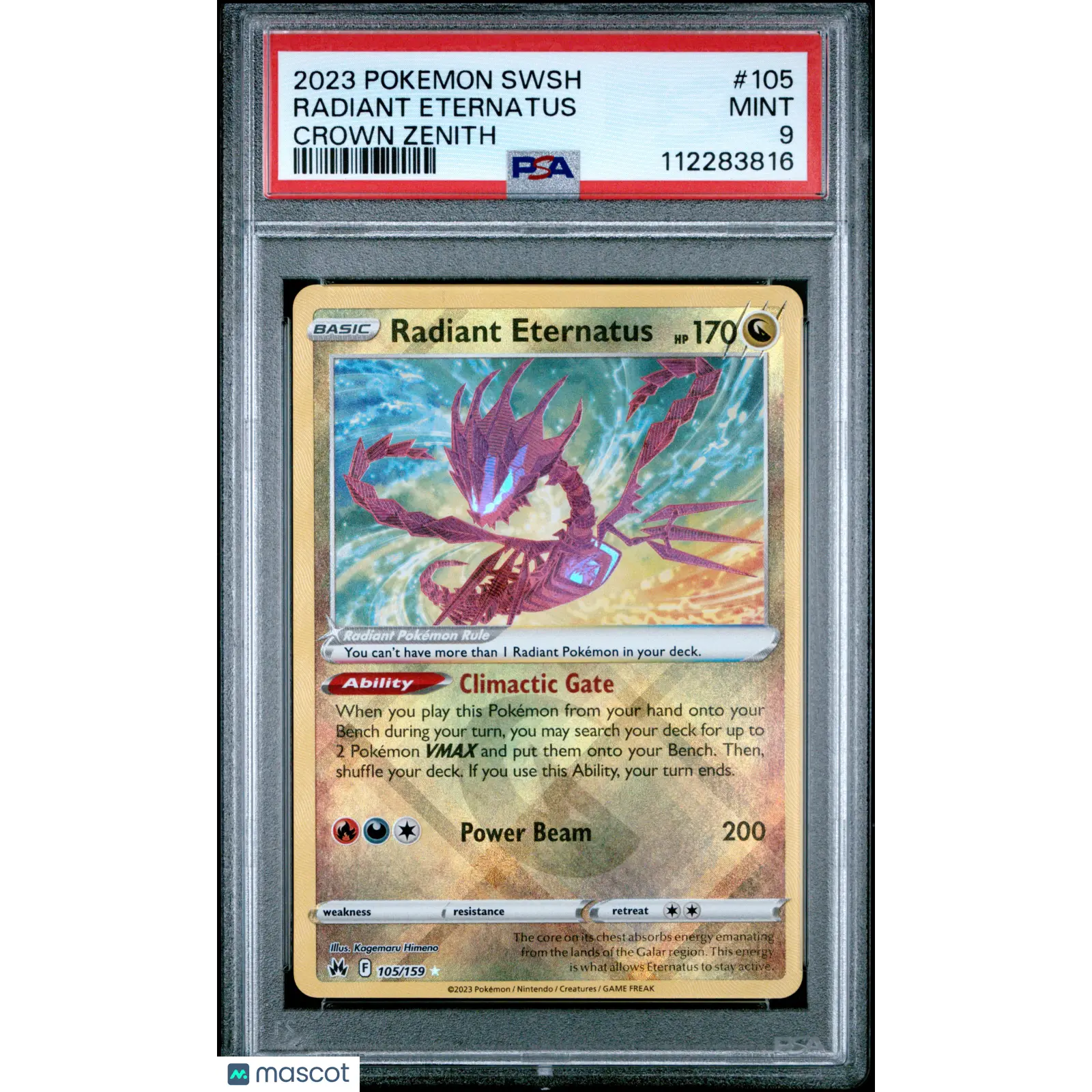 2023 Pokemon Sword and Shield Crown Zenith Radiant Eternatus #105 PSA 9