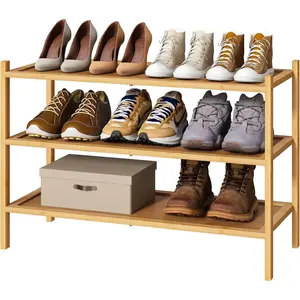 3tier shoe rack for closet bamboo wood shoe rack for indoor outdoor stackable shoe organizer for entryway natural 3tier