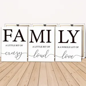 3 Counts Wooden Framed Canvas Painting, Family Quote Typography Art, Exquisite Poster, Perfect Living Room Decoration, Modern Art, Fashion Family Poster, Wall Art Decoration, Waterproof Art, Modern Art Design, Quote Prints