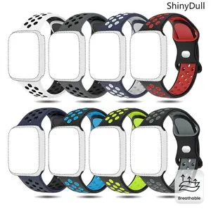 8-Pack Silicone Sport Watch Bands for Apple Watch – Two-Tone Breathable Strap 38–49mm (Series 1–10, SE, Ultra)