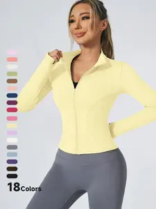 Women's Yoga Jacket with Full Zip, Long Sleeves & Thumb Holes, Stretchy and Comfortable for Workouts Sporty Breathable Outerwear Sports Outerwear