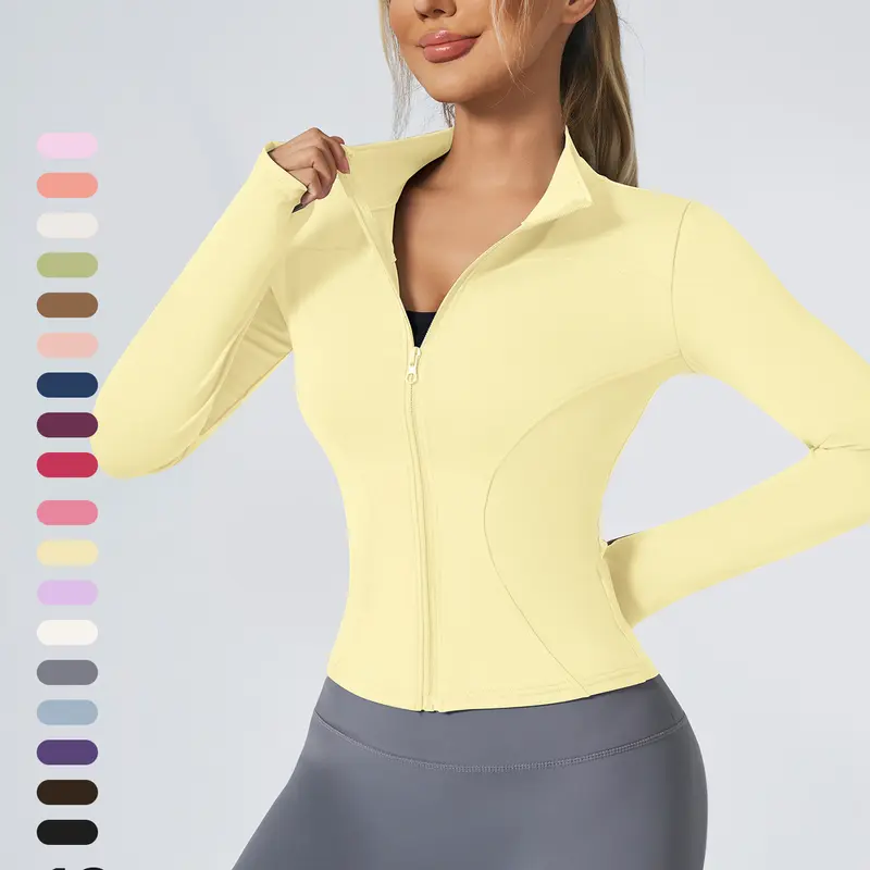 Women's Yoga Jacket with Full Zip, Long Sleeves & Thumb Holes, Stretchy and Comfortable for Workouts Sporty Breathable Outerwear Sports Outerwear