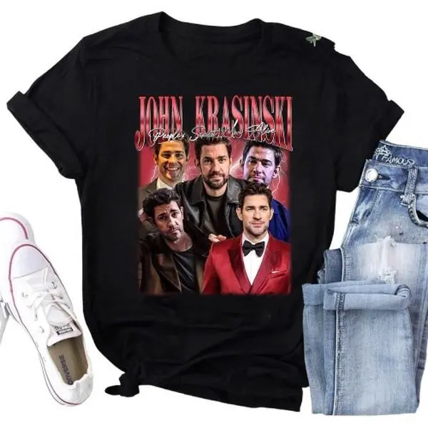 John Krasinski Retro Vintage Actor T-shirt - Primetime Emmy Winner Inspired Tee Tshirt Cotton Menswear