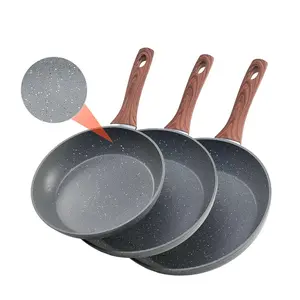 VEVOR Frying Pan Skillet, TikTokShopBlackFriday, Aluminum Egg Fry Pans, 3 Piece Set (9.5, 11, 12 in), Nonsitck Heavy-Duty Skillets with Heat-Resistant Handle, Chef's Kitchen Cookware, for Gas, Electric, Induction, Grey