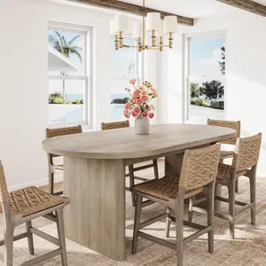 70.8'' Modern Oval Dining Table for 6-8 – Farmhouse Style, Double Pedestal, Thick Wood Construction – Perfect for Home, Apartment, Reception Room – Multiple Colors