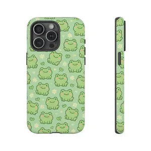 Frog Phone Case, Cute Frog Pastel Green Phone Cover, For iPhone 17, 16, 15, 13, 12, 11, Pro and Max, Samsung S21-S25