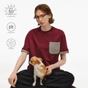 PCLP 'Urban Nautical' Striped Pocket Color Block Roll-Up Sleeve T-Shirt, Summer Trendy Brand, Relaxed Style, Versatile Short-Sleeve, Unisex oversized tshirt women shirts women graphic tees good graphic tees funny t shirt deals shirts women