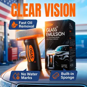 Pro Windshield Oil Film Eraser Wand Kit - Includes Glass Cleaner & Sponge for Ultimate Streak-Free Cleaning. Powerful Oil Film Remover for Car Windows, Restores Clarity. Essential Surface Prep for Rain Repellent & Ceramic Coating Application.