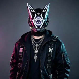 COSTRIBE CyberPunk Techwear Helmet - TPU Halloween Mask with Mirror Visor, Lightweight Headgear Accessories for Party Fashion Props, Santa Claus Role Play