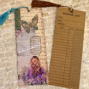 Junk Journal Style Bookmark, Book tracker Bookmark, Bookmark