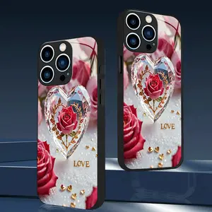 New High-End Fashion Creative Diamond Heart Pattern, Suitable for iPhone 11 12 13 14 15 16 Plus Pro Max Phone Case, Camera Protection, Anti-Fingerprint, Lightweight, Fashionable