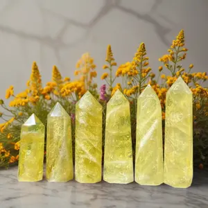 Natural A+ Citrine Tower Point Polished Obelisk Meditation Healing Crystal Home Decoration Ornament Mineral Specimens