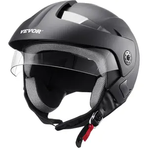 TikTokShopBlackFridayVEVOR 3/4 Motorcycle Helmet DOT Approved, Smart Street ABS & High Density Helmet with Bluetooth Communications & Interchangeable Lens, Comfortable Motocross Helmet, Fit for Youth & Adults Size M