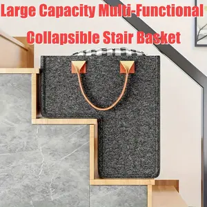 Large Capacity Multi-Functional Portable Folding Stair Storage Basket, Suitable for Clothes and Miscellaneous Items, Compatible with Most Stairs, Laundry Rooms, Bedrooms, and Living Rooms – 3 Styles Available