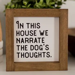 Funny Dog Sign, Wood Framed Dog Decor Signs, Classic Style for Home Decor, Pet Themed Wall Art, Modern Farmhouse Design, Wooden Home Sign