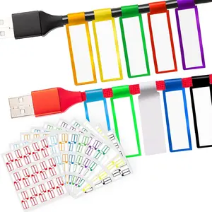 300 PCS Waterproof Cable Tags, 10 Colors Wire Labels for Management, Color Border Cord Labels Can Write On, Self Adhesive Sxlaonanhai