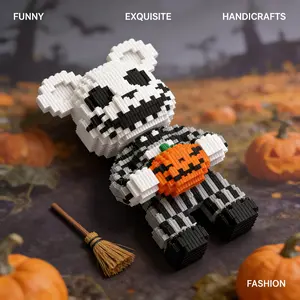 Halloween Pumpkin Bear Series Model Kit, DIY Building Blocks Set, Includes Hammer & Instructions, Perfect Gift for Friends