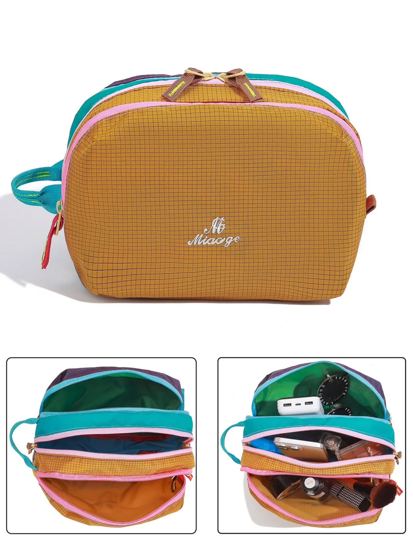 Women's Travel Makeup and Toiletry Bag Organizer, Makeup Organizer Pouch, Makeup Storage Bag, Travel Beauty Bag with Three Main Zippered Compartments for Categorizing Daily Cosmetics and Toiletries