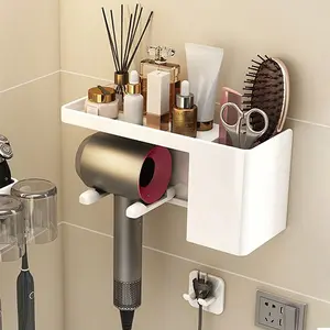 No-Drill Hair Dryer Stand, Bathroom Wall Mount Holder, Space-Saving Design, Durable Material, Easy Installation, Perfect for Home Use