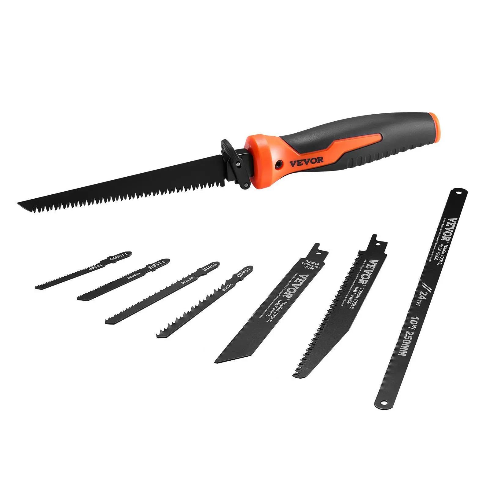 【SummerFinds】6-in Keyhole Jab Saw, Soft Grip Handle High-Quality Steel Hand Tool with 8-in-1 Multi-Blades for Drywall Cutting, Repair & Construction Use